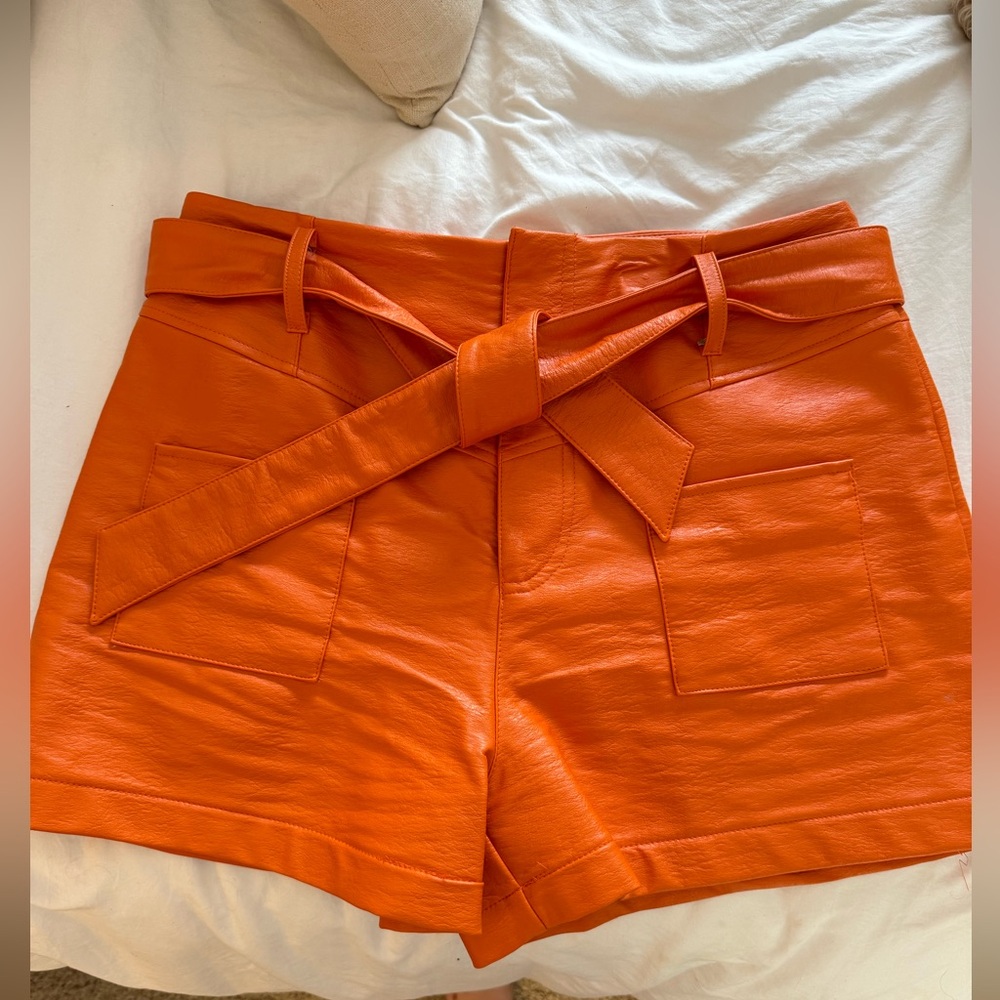 Faux Leather Orange shorts - size L